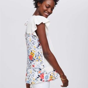 Loft Flowerbed Mixed Media Flutter Sweater